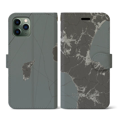 【八雲（北海道）】地図柄iPhoneケース（手帳タイプ）モノトーン・iPhone 11 Pro 用