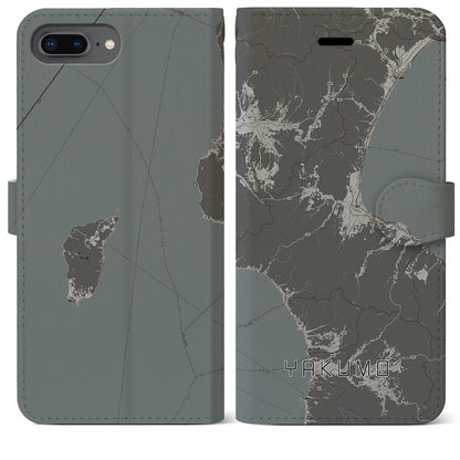 【八雲（北海道）】地図柄iPhoneケース（手帳タイプ）モノトーン・iPhone 8Plus /7Plus / 6sPlus / 6Plus 用