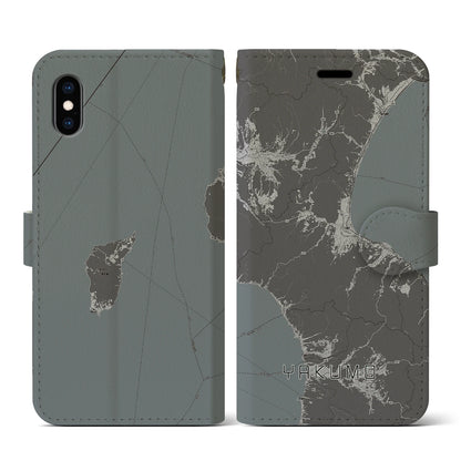 【八雲（北海道）】地図柄iPhoneケース（手帳タイプ）モノトーン・iPhone XS / X 用