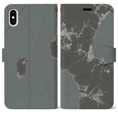 【八雲（北海道）】地図柄iPhoneケース（手帳タイプ）モノトーン・iPhone XS Max 用