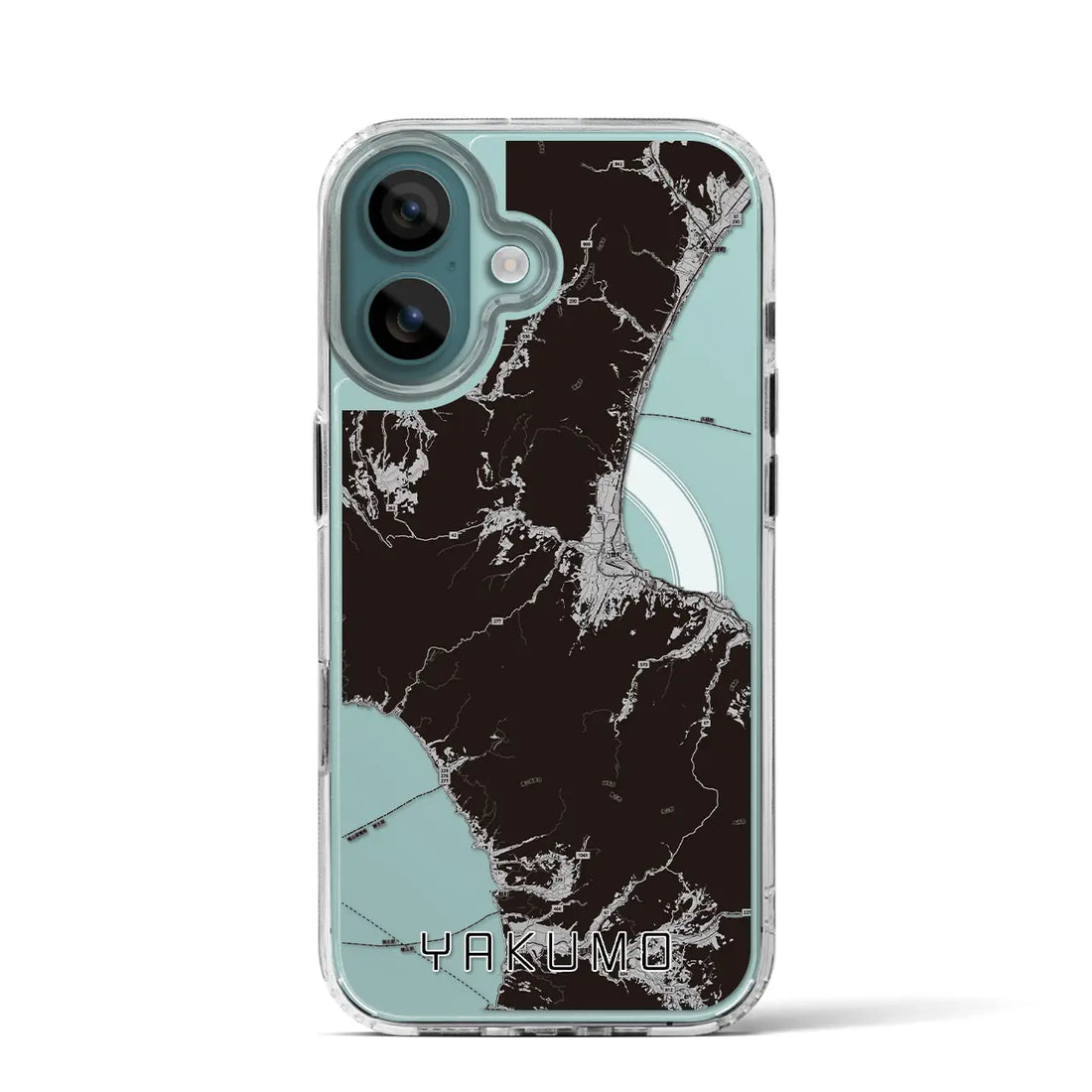 【八雲（北海道）】地図柄iPhoneケース（MagSafeタイプ）モノトーン・iPhone 16 Pro 用