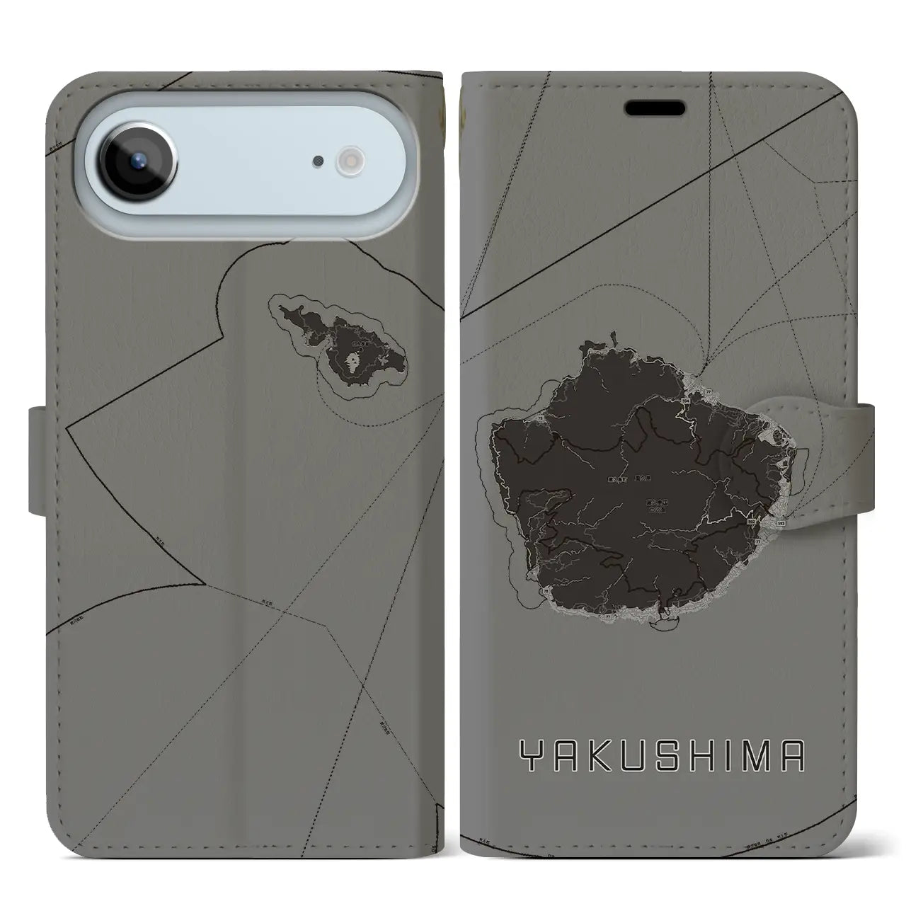 【屋久島（鹿児島県）】地図柄iPhoneケース（手帳タイプ）
