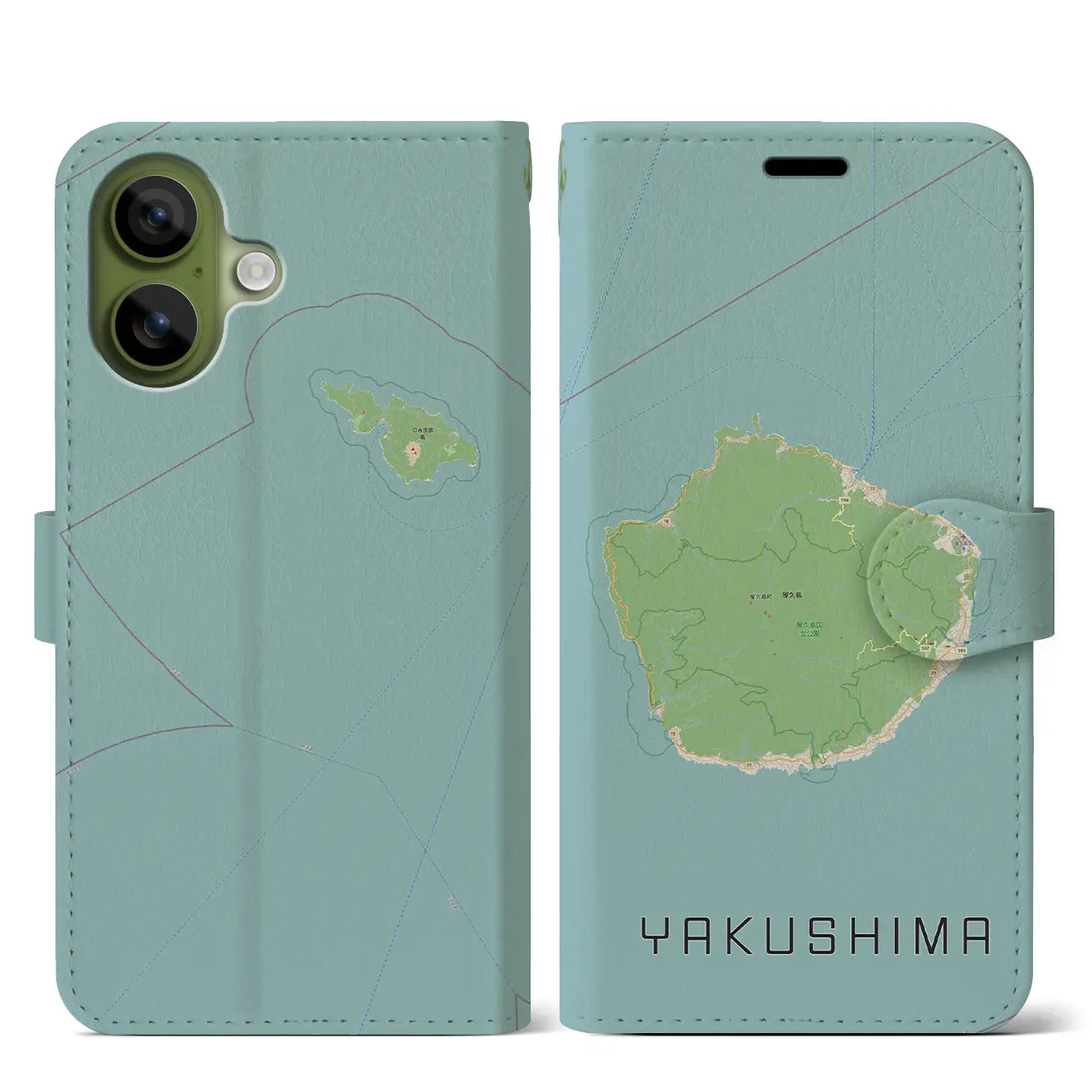 【屋久島（鹿児島県）】地図柄iPhoneケース（手帳タイプ）