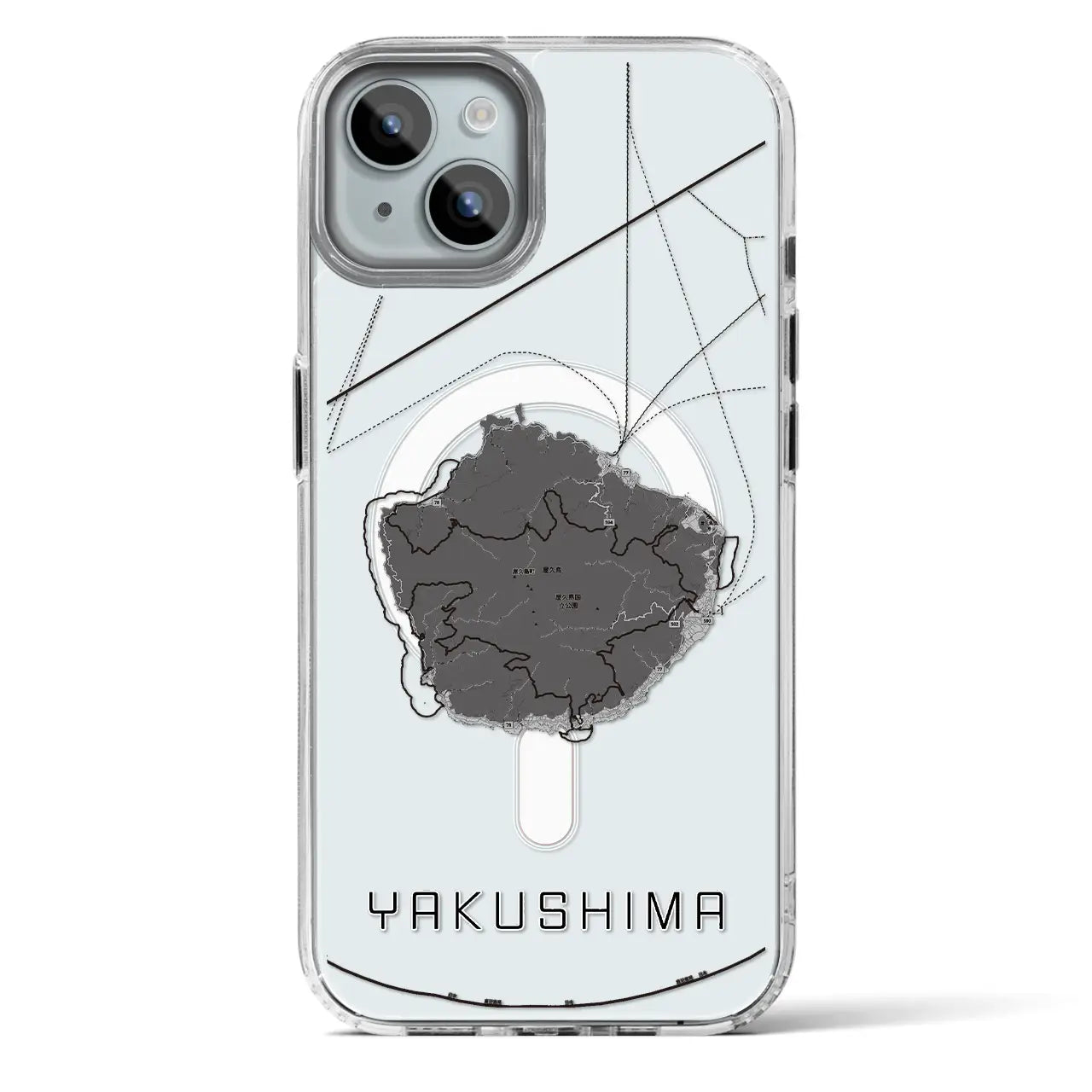 【屋久島（鹿児島県）】地図柄iPhoneケース（MagSafeタイプ）