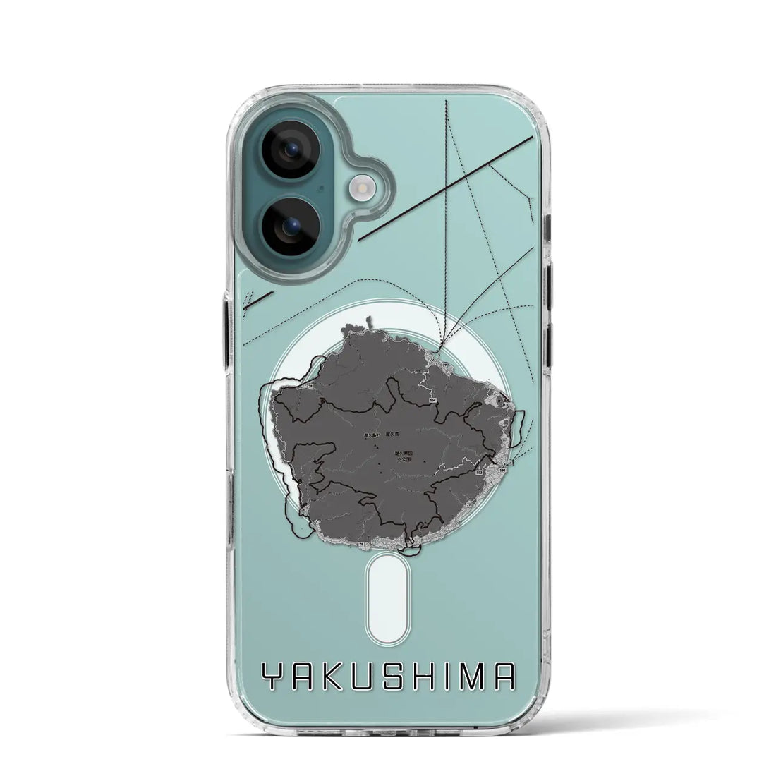 【屋久島(鹿児島県)】地図柄iPhoneケース(MagSafeタイプ)モノトーン・iPhone 16 Pro 用