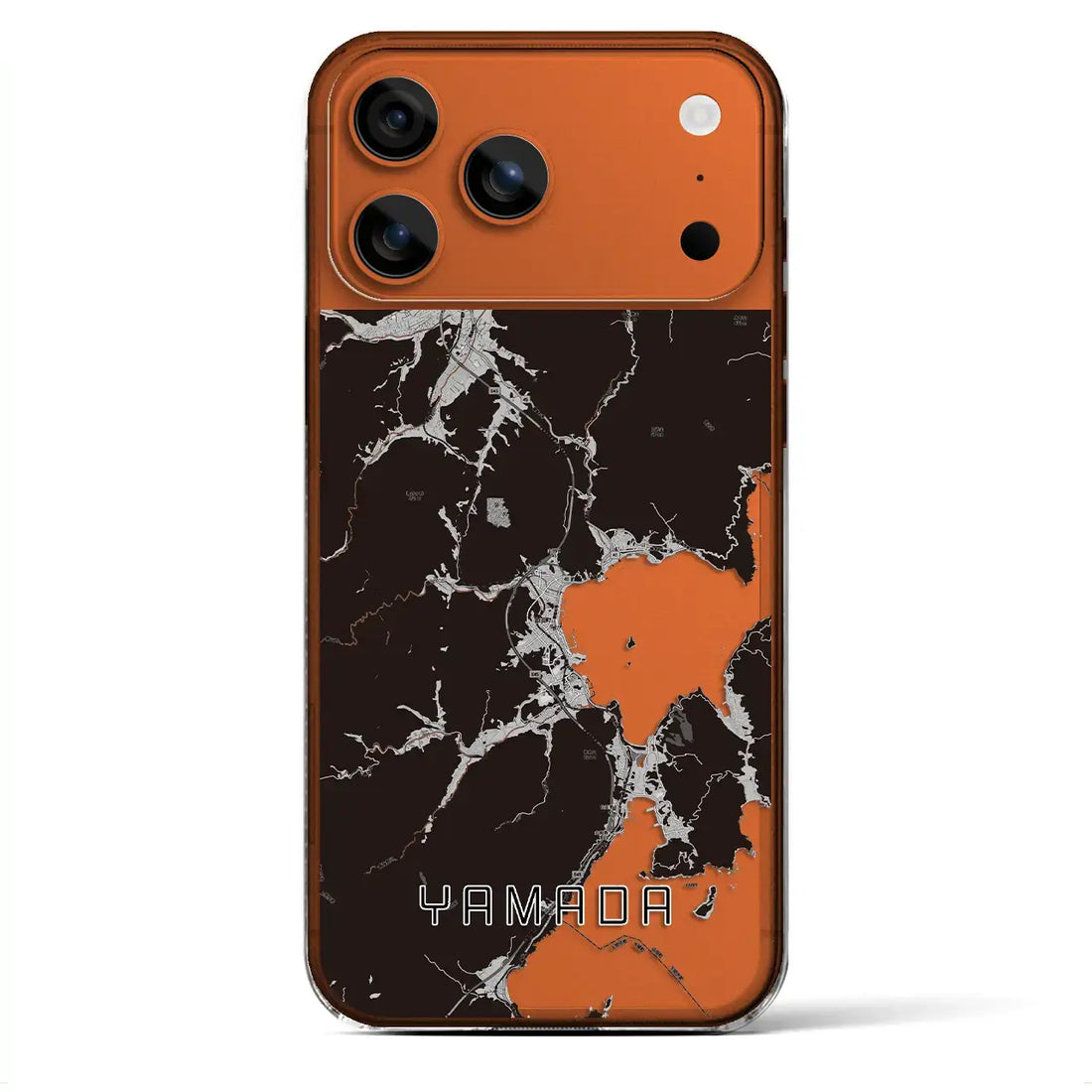 【山田(岩手県)】地図柄iPhoneケース(クリアタイプ)モノトーン・iPhone 17 Pro Max 用