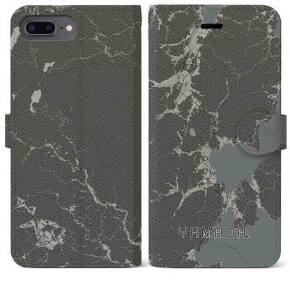 【山田（岩手県）】地図柄iPhoneケース（手帳タイプ）モノトーン・iPhone 8Plus /7Plus / 6sPlus / 6Plus 用