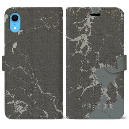 【山田（岩手県）】地図柄iPhoneケース（手帳タイプ）モノトーン・iPhone XR 用