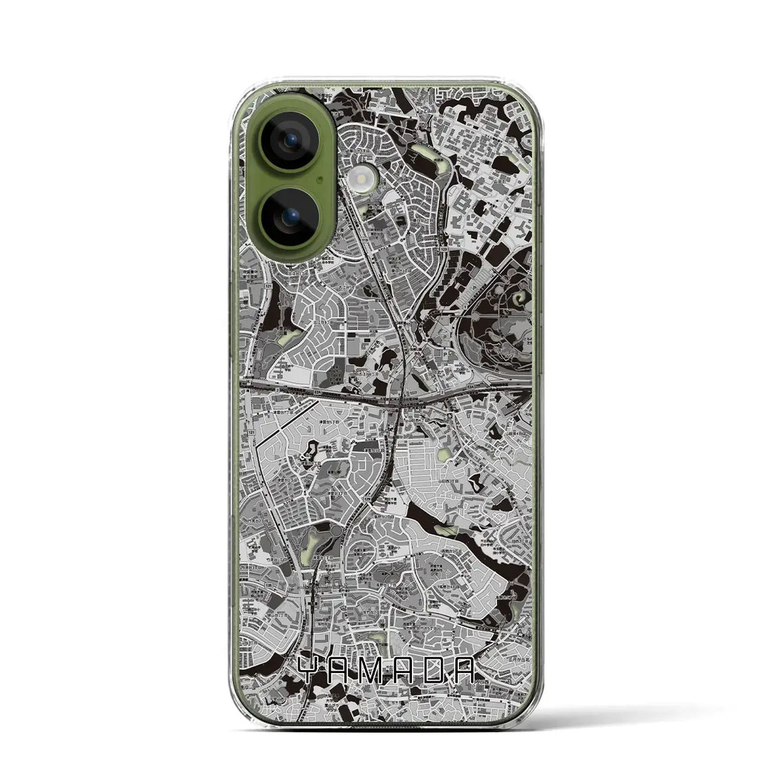 【山田(大阪府)】地図柄iPhoneケース(クリアタイプ)モノトーン・iPhone 17 Pro Max 用