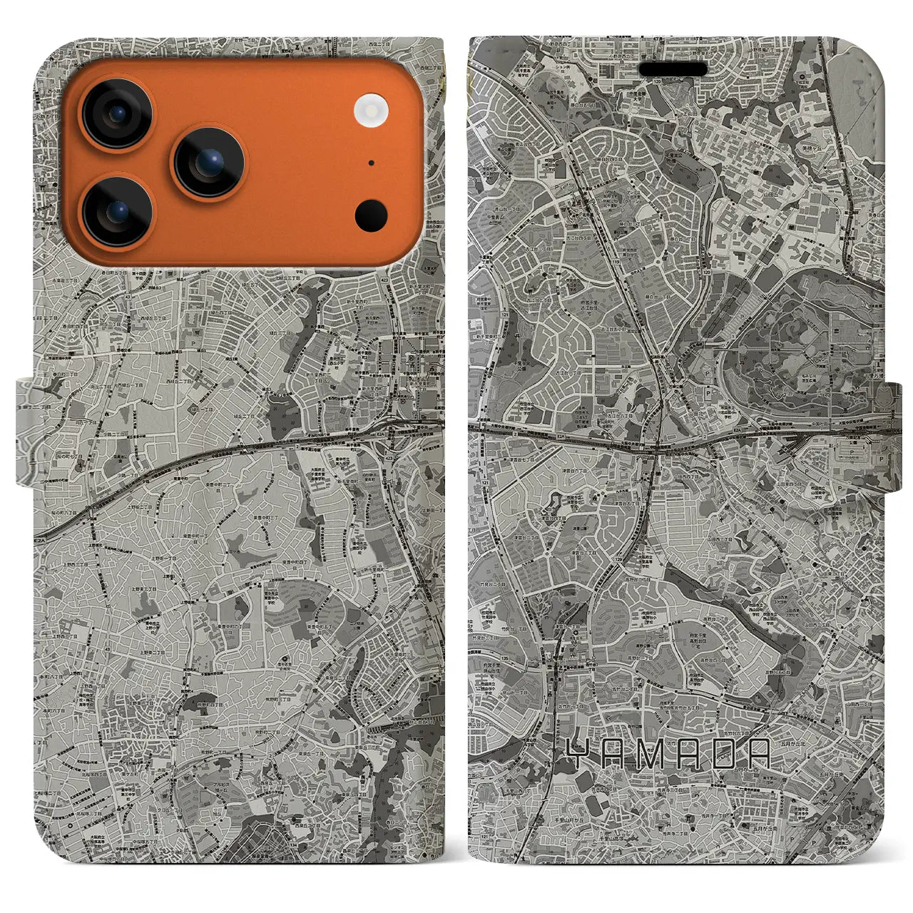 【山田（大阪府）】地図柄iPhoneケース（手帳タイプ）