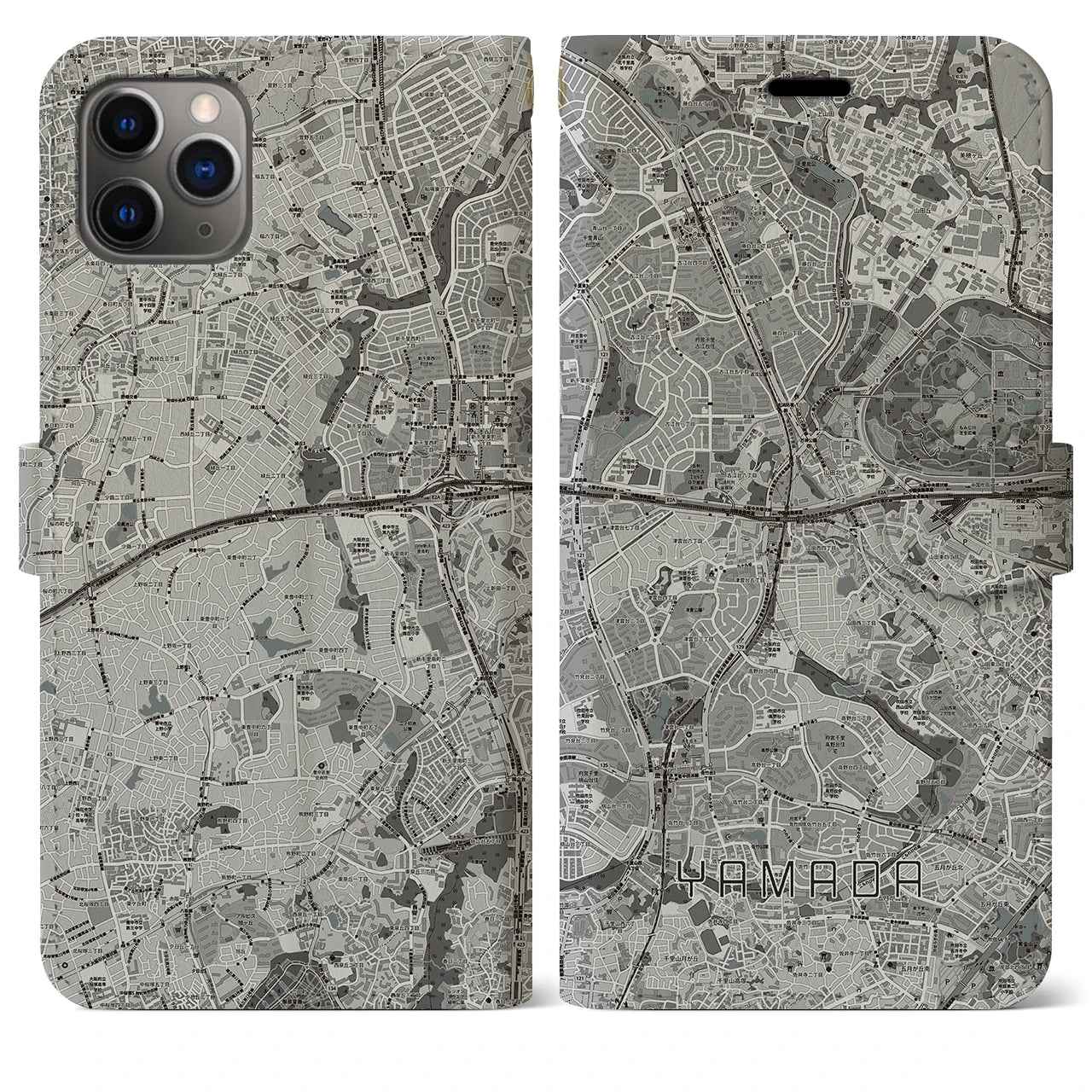 【山田（大阪府）】地図柄iPhoneケース（手帳タイプ）