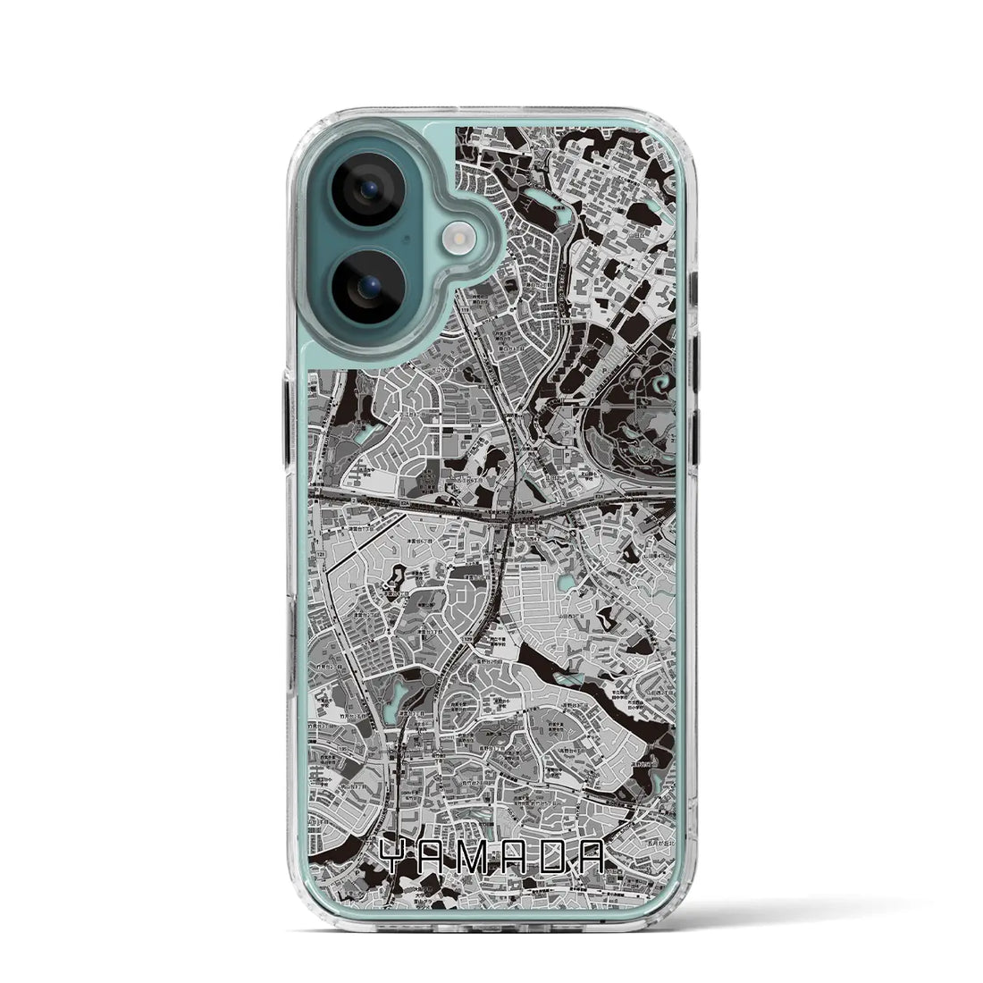 【山田(大阪府)】地図柄iPhoneケース(MagSafeタイプ)モノトーン・iPhone 16 Pro 用