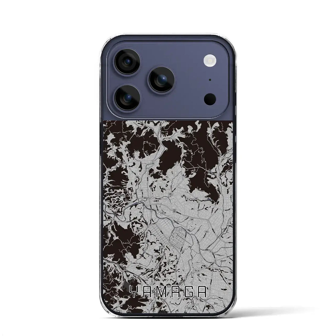 【山鹿(熊本県)】地図柄iPhoneケース(クリアタイプ)モノトーン・iPhone 17 Pro Max 用