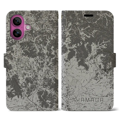 【山鹿（熊本県）】地図柄iPhoneケース（手帳タイプ）モノトーン・iPhone 16 Pro 用