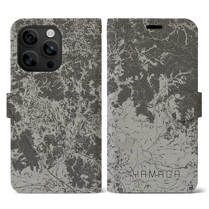 【山鹿（熊本県）】地図柄iPhoneケース（手帳タイプ）モノトーン・iPhone 16 用