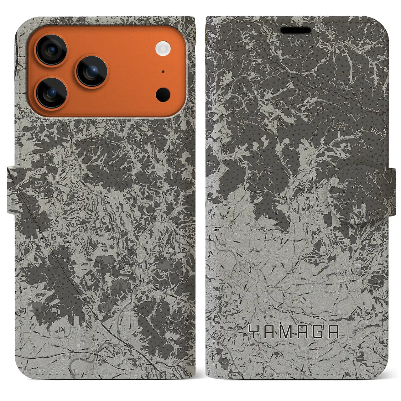 【山鹿（熊本県）】地図柄iPhoneケース（手帳タイプ）