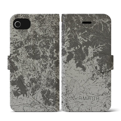 【山鹿（熊本県）】地図柄iPhoneケース（手帳タイプ）モノトーン・iPhone SE（第3 / 第2世代） / 8 / 7 / 6s / 6 用