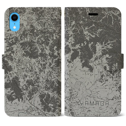 【山鹿（熊本県）】地図柄iPhoneケース（手帳タイプ）モノトーン・iPhone XR 用