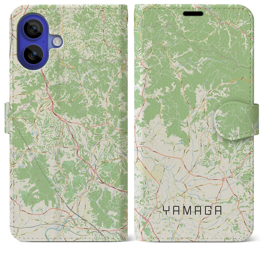 【山鹿（熊本県）】地図柄iPhoneケース（手帳タイプ）ナチュラル・iPhone 16 Pro Max 用