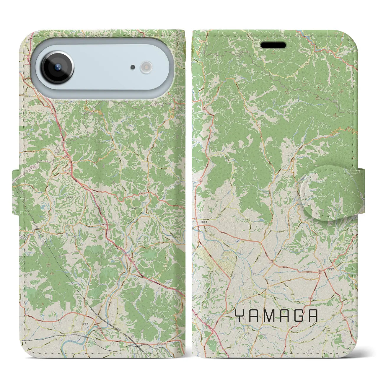 【山鹿（熊本県）】地図柄iPhoneケース（手帳タイプ）