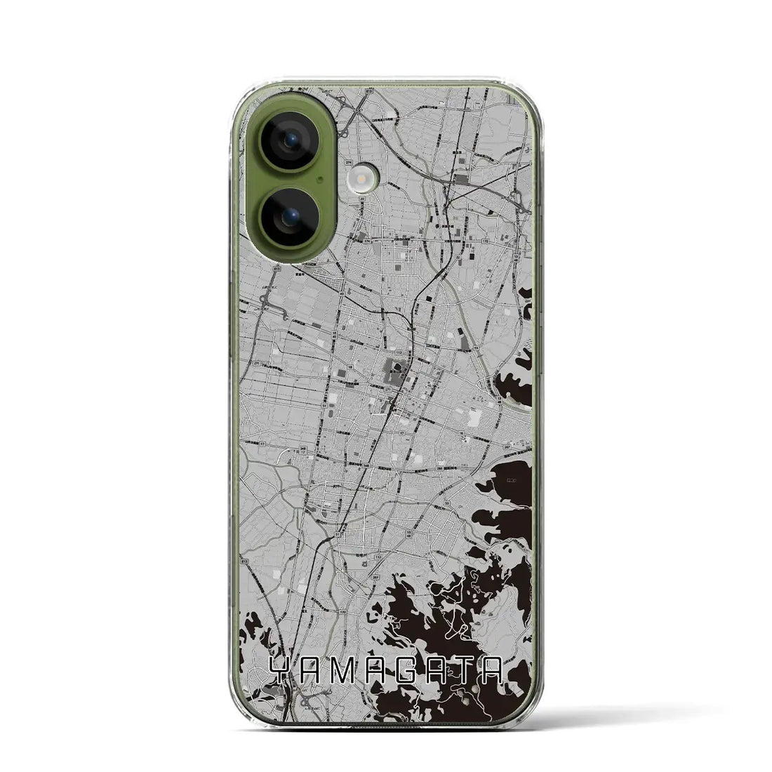 【山形（山形県）】地図柄iPhoneケース（クリアタイプ）モノトーン・iPhone 17 Pro Max 用