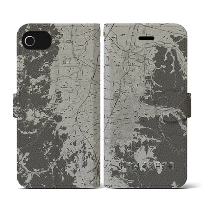 【山形（山形県）】地図柄iPhoneケース（手帳タイプ）モノトーン・iPhone SE（第3 / 第2世代） / 8 / 7 / 6s / 6 用