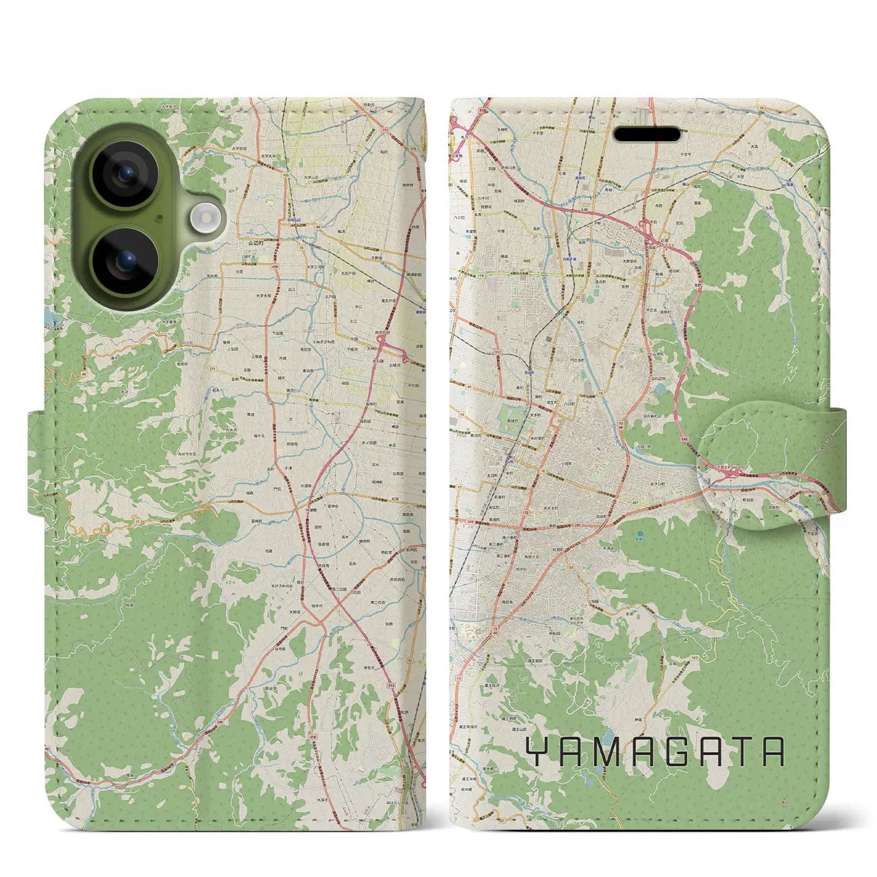 【山形（山形県）】地図柄iPhoneケース（手帳タイプ）