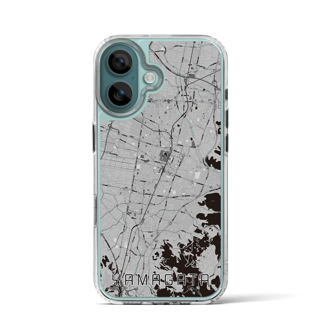 【山形(山形県)】地図柄iPhoneケース(MagSafeタイプ)モノトーン・iPhone 16 Pro 用