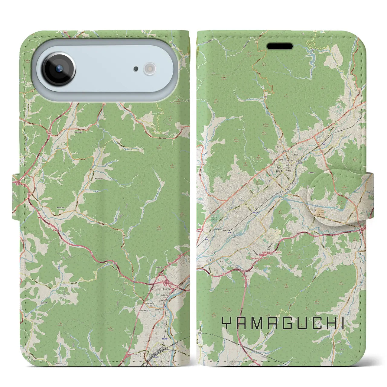 【山口（山口県）】地図柄iPhoneケース（手帳タイプ）