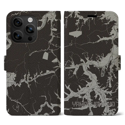 【山口町（徳島県）】地図柄iPhoneケース（手帳タイプ）モノトーン・iPhone 16 用