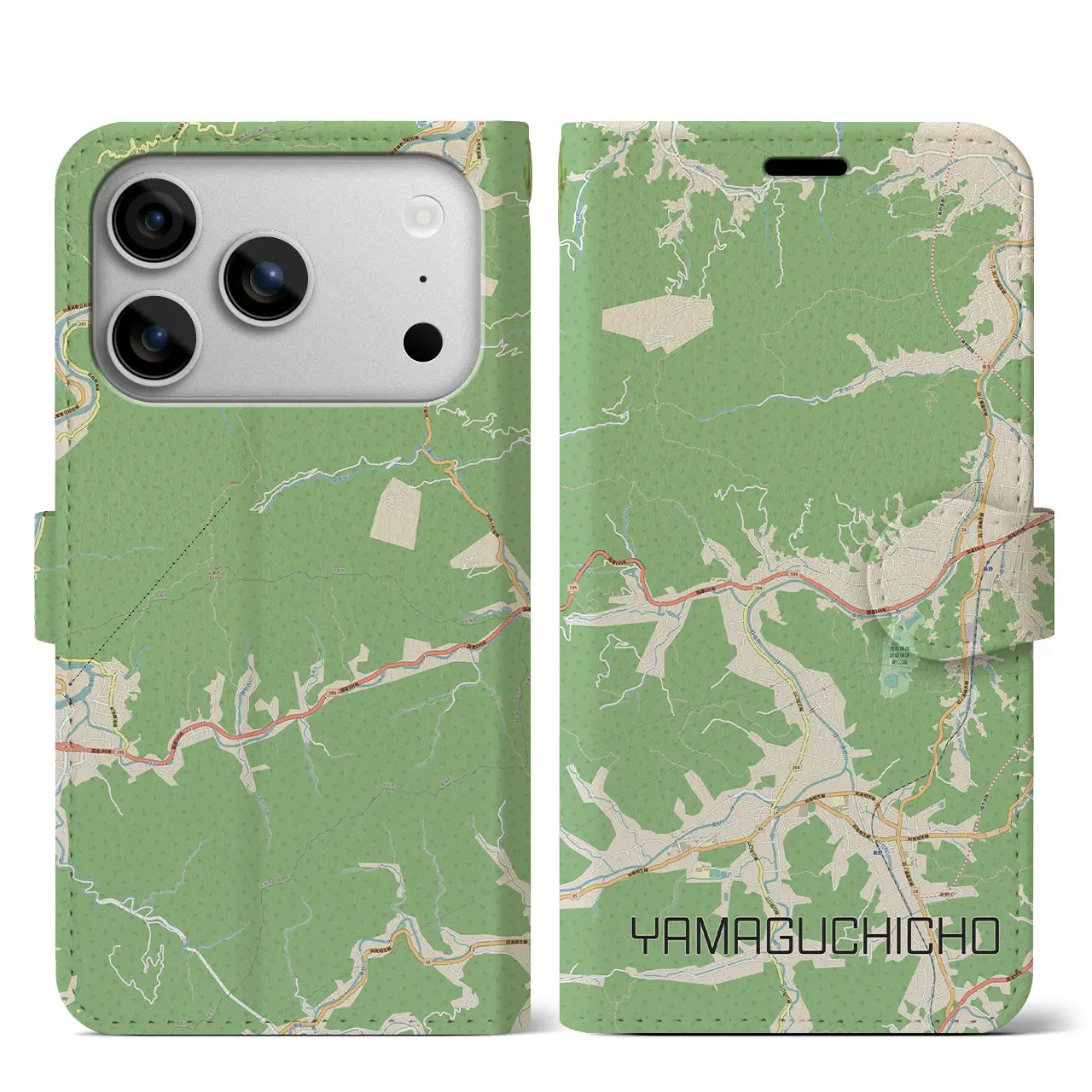 【山口町（徳島県）】地図柄iPhoneケース（手帳タイプ）