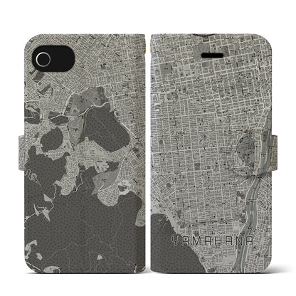 【山鼻（北海道）】地図柄iPhoneケース（手帳タイプ）モノトーン・iPhone SE（第3 / 第2世代） / 8 / 7 / 6s / 6 用