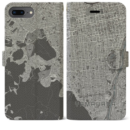 【山鼻（北海道）】地図柄iPhoneケース（手帳タイプ）モノトーン・iPhone 8Plus /7Plus / 6sPlus / 6Plus 用