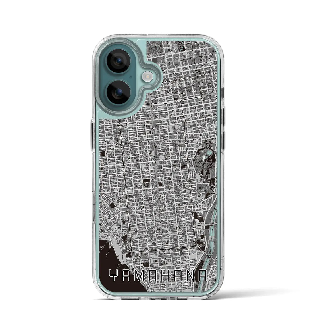 【山鼻（北海道）】地図柄iPhoneケース（MagSafeタイプ）モノトーン・iPhone 16 Pro 用