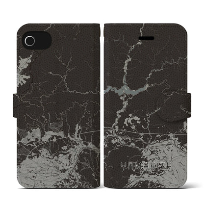 【山北（神奈川県）】地図柄iPhoneケース（手帳タイプ）モノトーン・iPhone SE（第3 / 第2世代） / 8 / 7 / 6s / 6 用