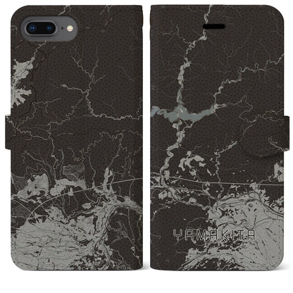 【山北（神奈川県）】地図柄iPhoneケース（手帳タイプ）モノトーン・iPhone 8Plus /7Plus / 6sPlus / 6Plus 用