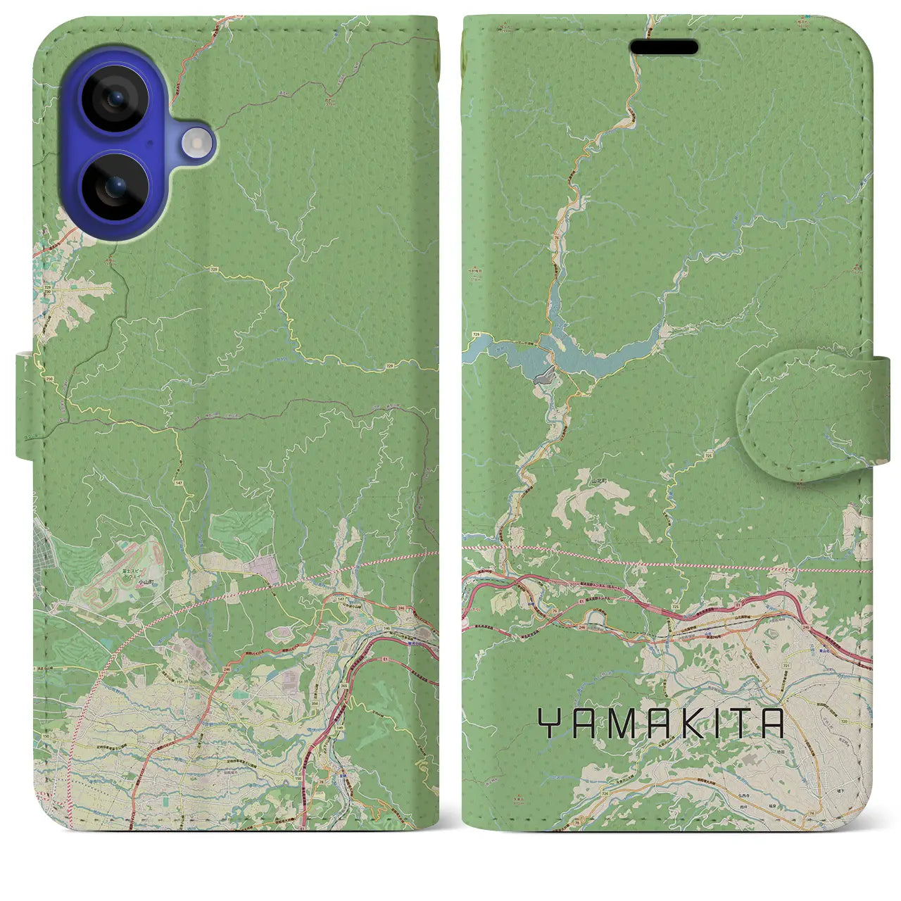 【山北（神奈川県）】地図柄iPhoneケース（手帳タイプ）ナチュラル・iPhone 16 Pro Max 用