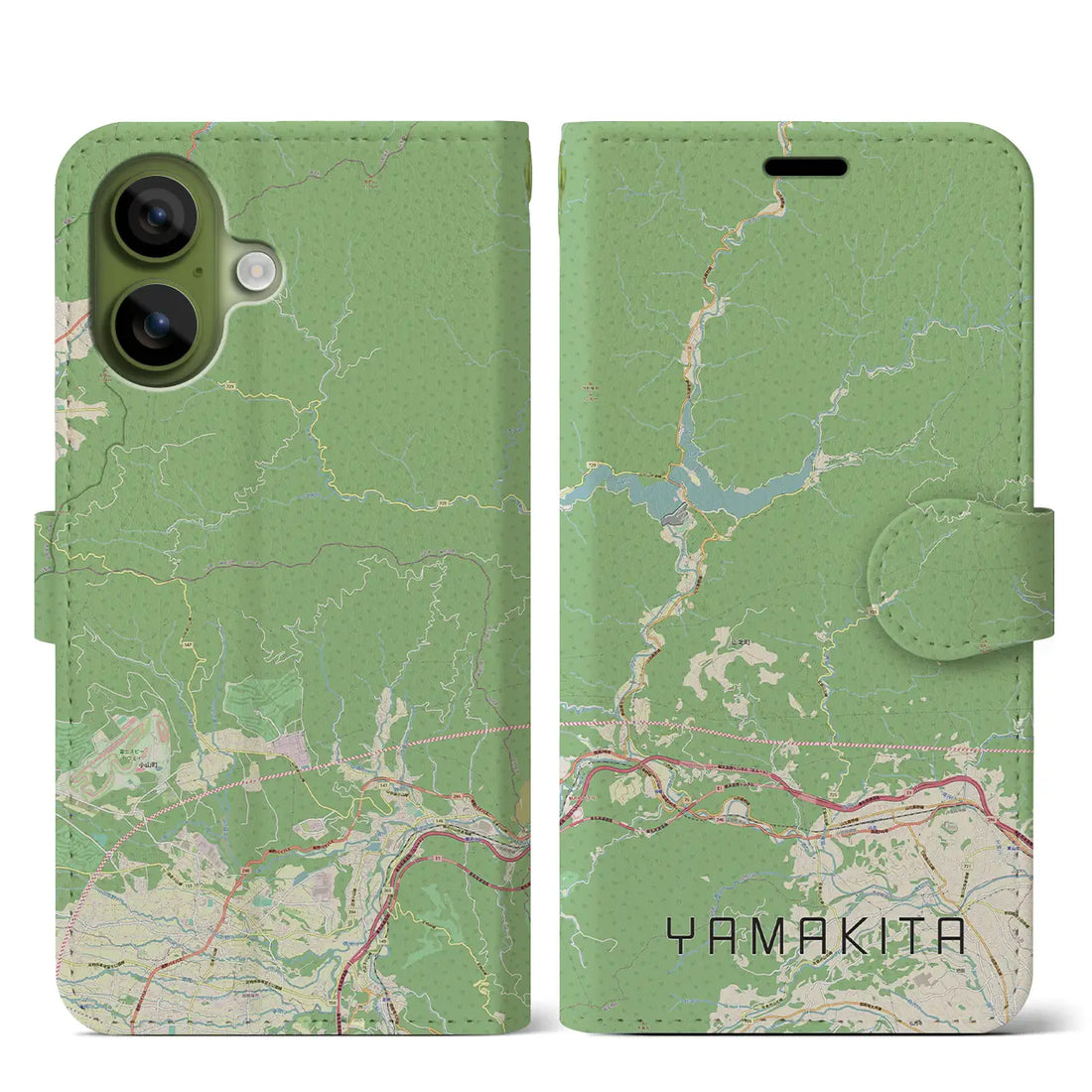 【山北(神奈川県)】地図柄iPhoneケース(手帳タイプ)モノトーン・iPhone 17 Pro Max 用