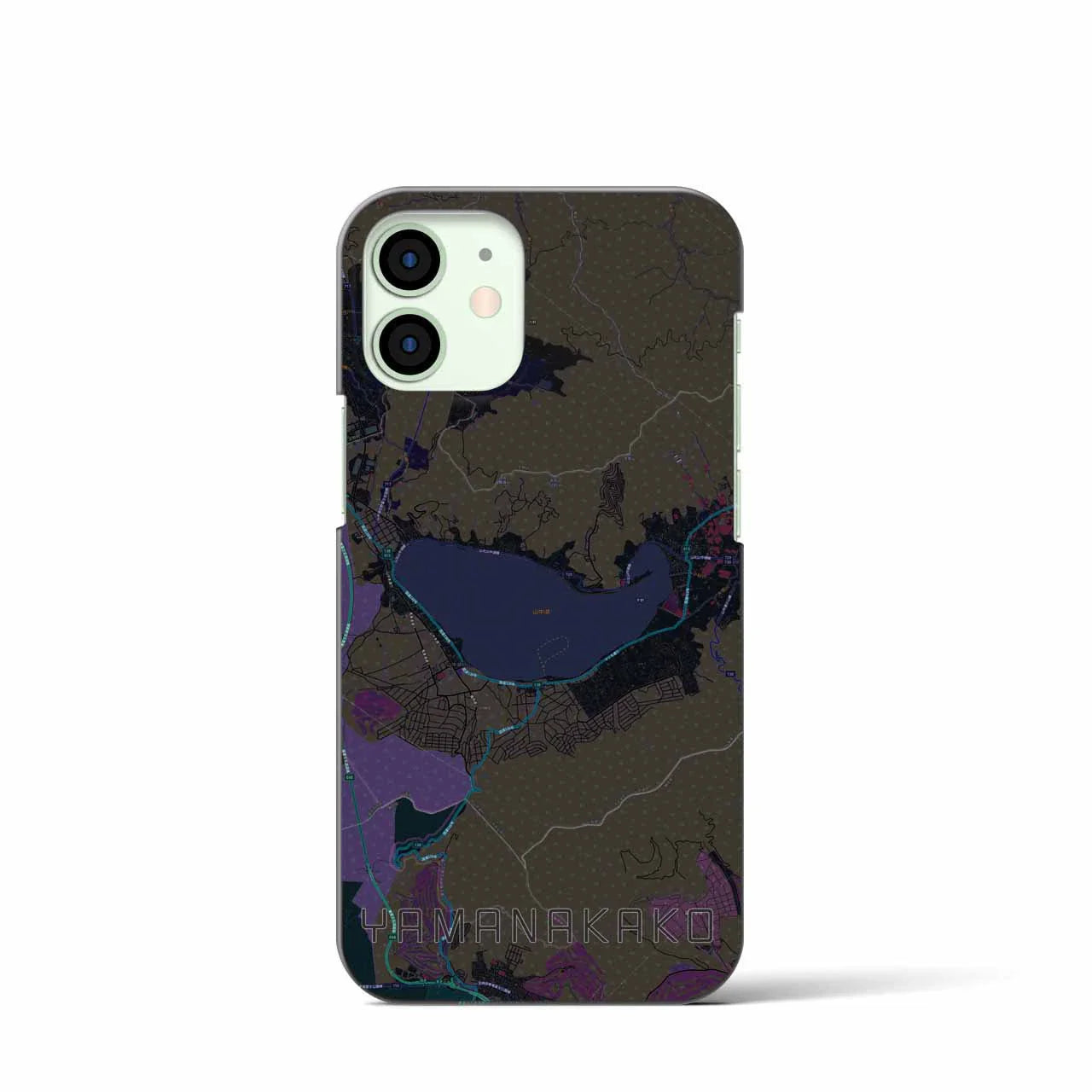 【山中湖（山梨県）】地図柄iPhoneケース（バックカバータイプ）
