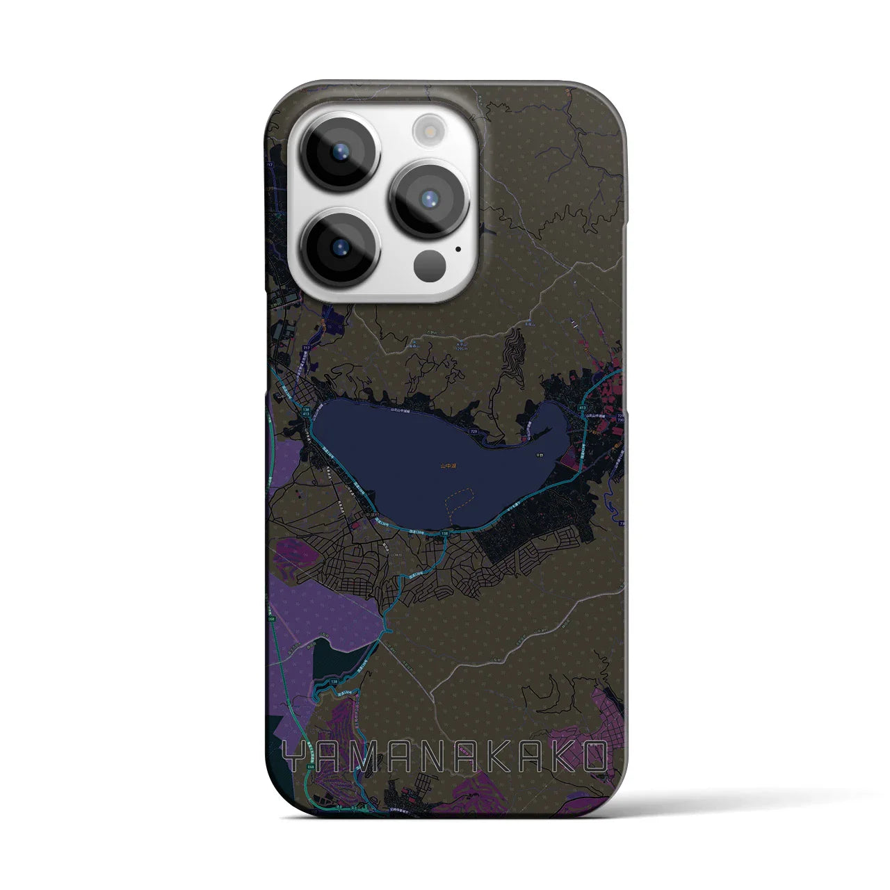 【山中湖（山梨県）】地図柄iPhoneケース（バックカバータイプ）