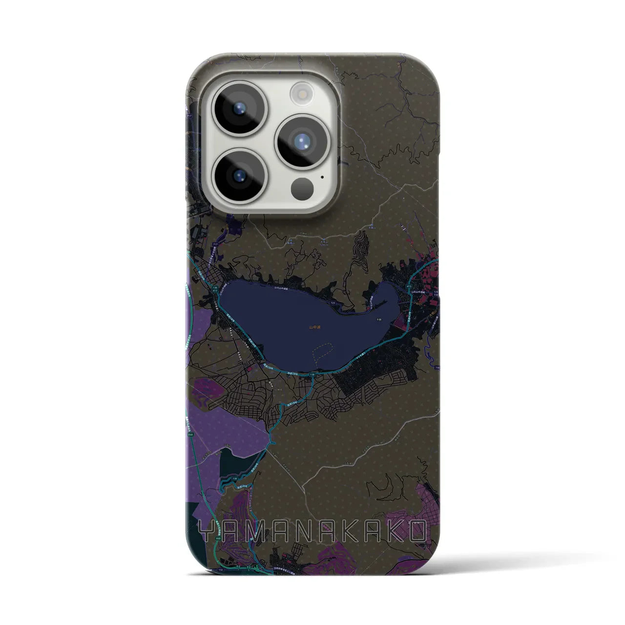 【山中湖（山梨県）】地図柄iPhoneケース（バックカバータイプ）
