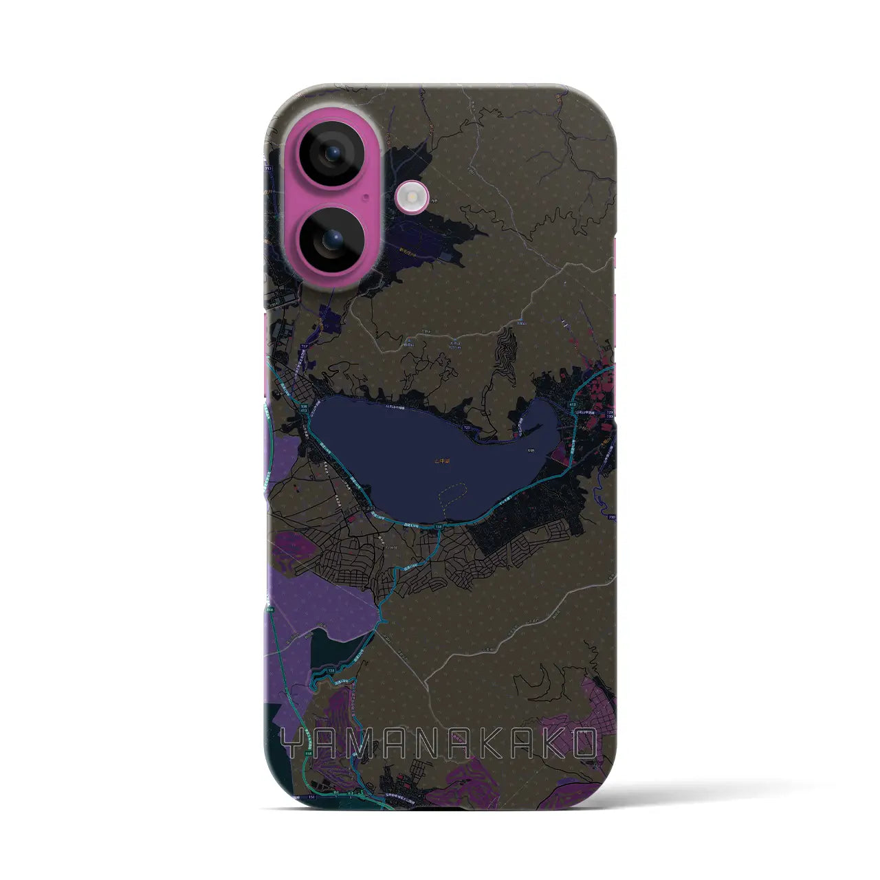 【山中湖（山梨県）】地図柄iPhoneケース（バックカバータイプ）