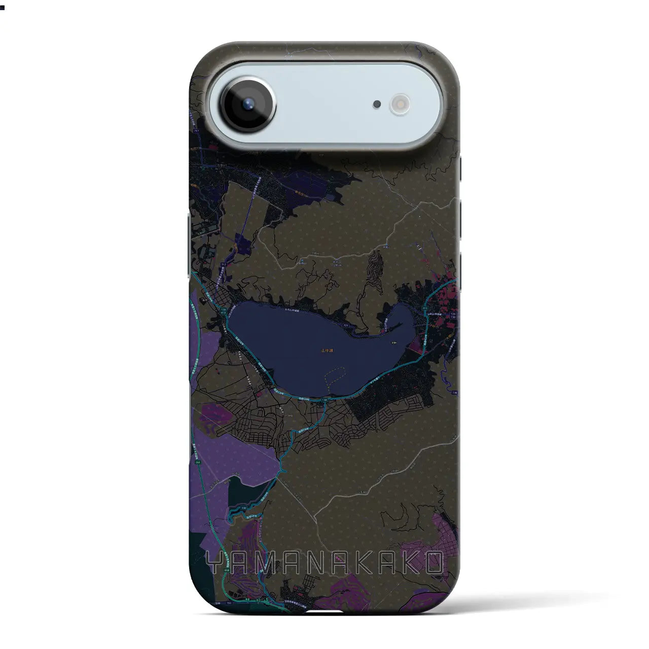 【山中湖（山梨県）】地図柄iPhoneケース（バックカバータイプ）