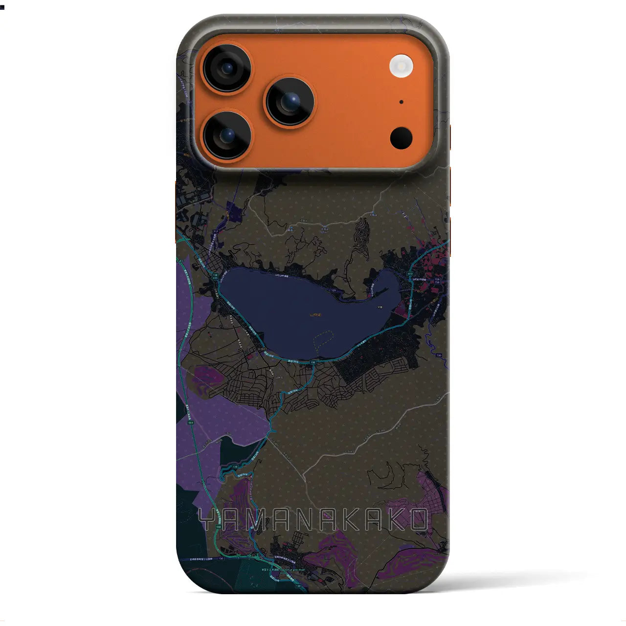 【山中湖（山梨県）】地図柄iPhoneケース（バックカバータイプ）