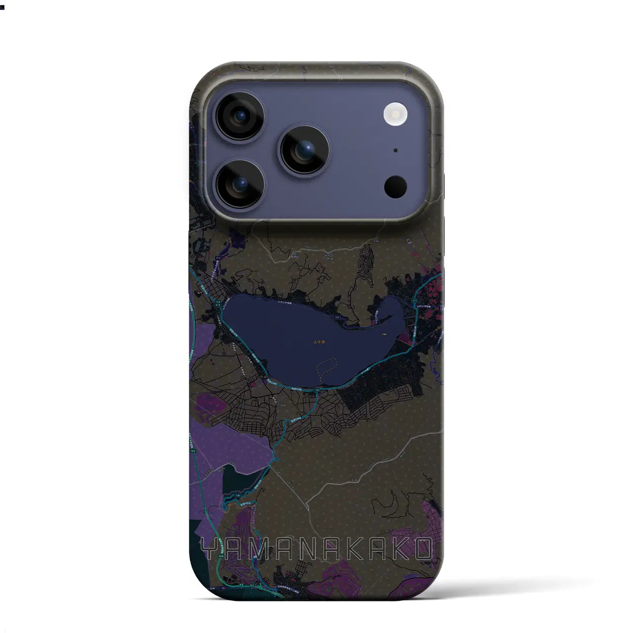 【山中湖（山梨県）】地図柄iPhoneケース（バックカバータイプ）