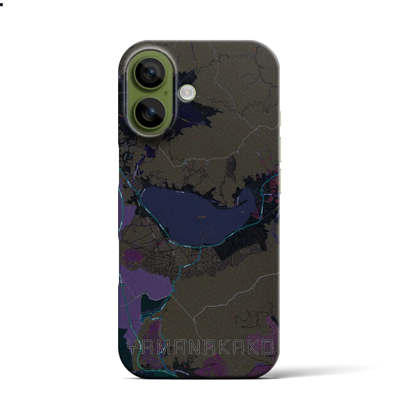【山中湖（山梨県）】地図柄iPhoneケース（バックカバータイプ）