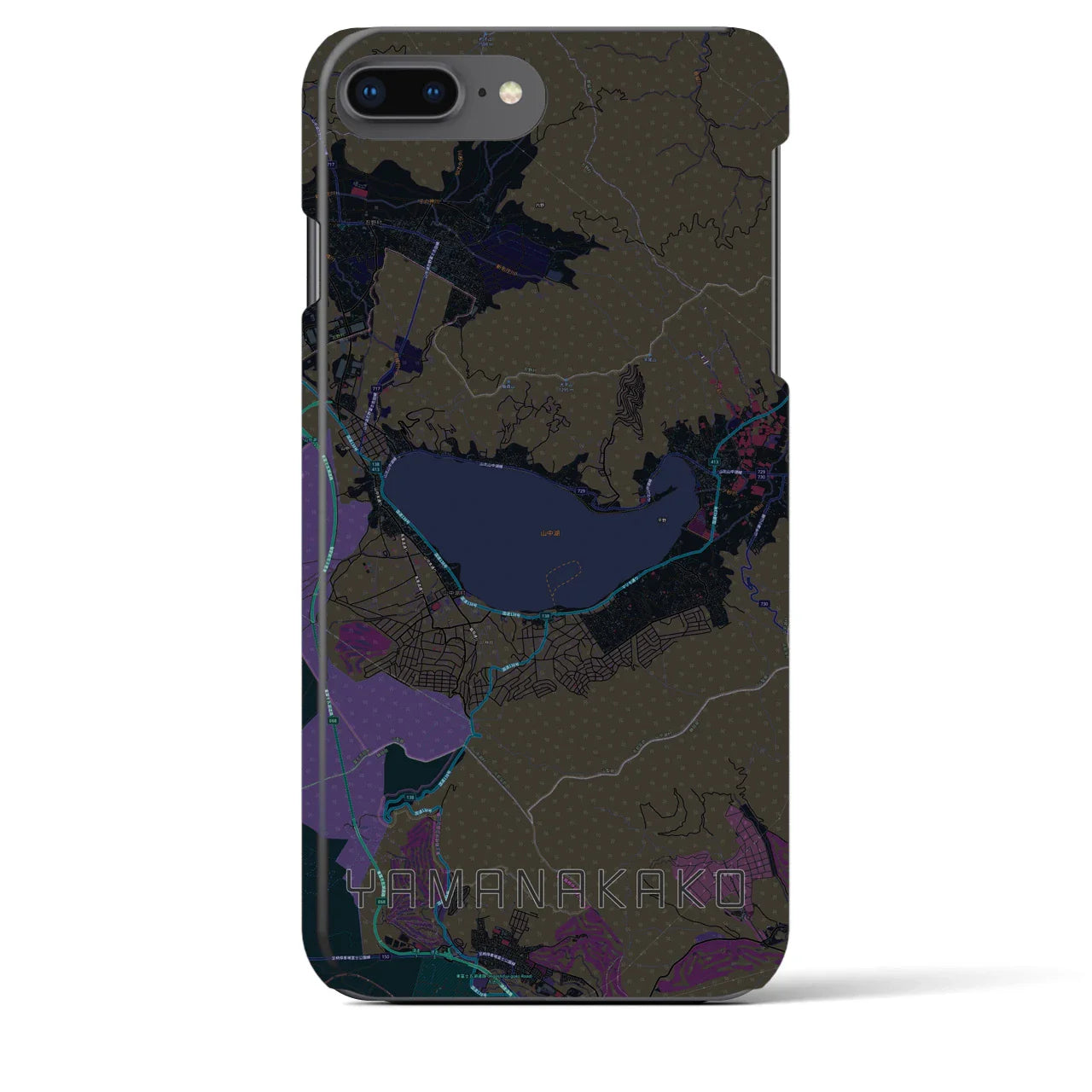 【山中湖（山梨県）】地図柄iPhoneケース（バックカバータイプ）