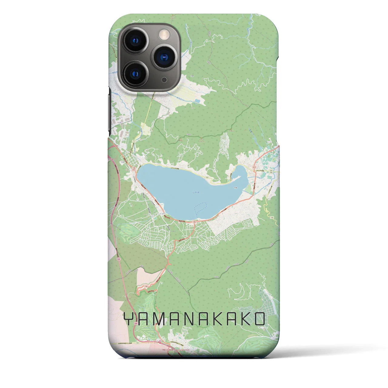 【山中湖（山梨県）】地図柄iPhoneケース（バックカバータイプ）
