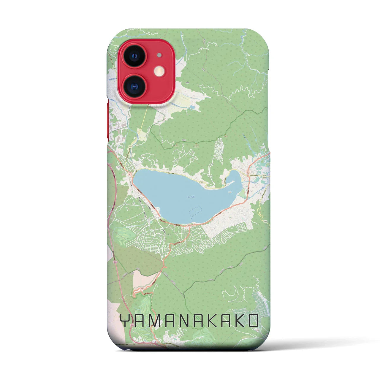 【山中湖（山梨県）】地図柄iPhoneケース（バックカバータイプ）