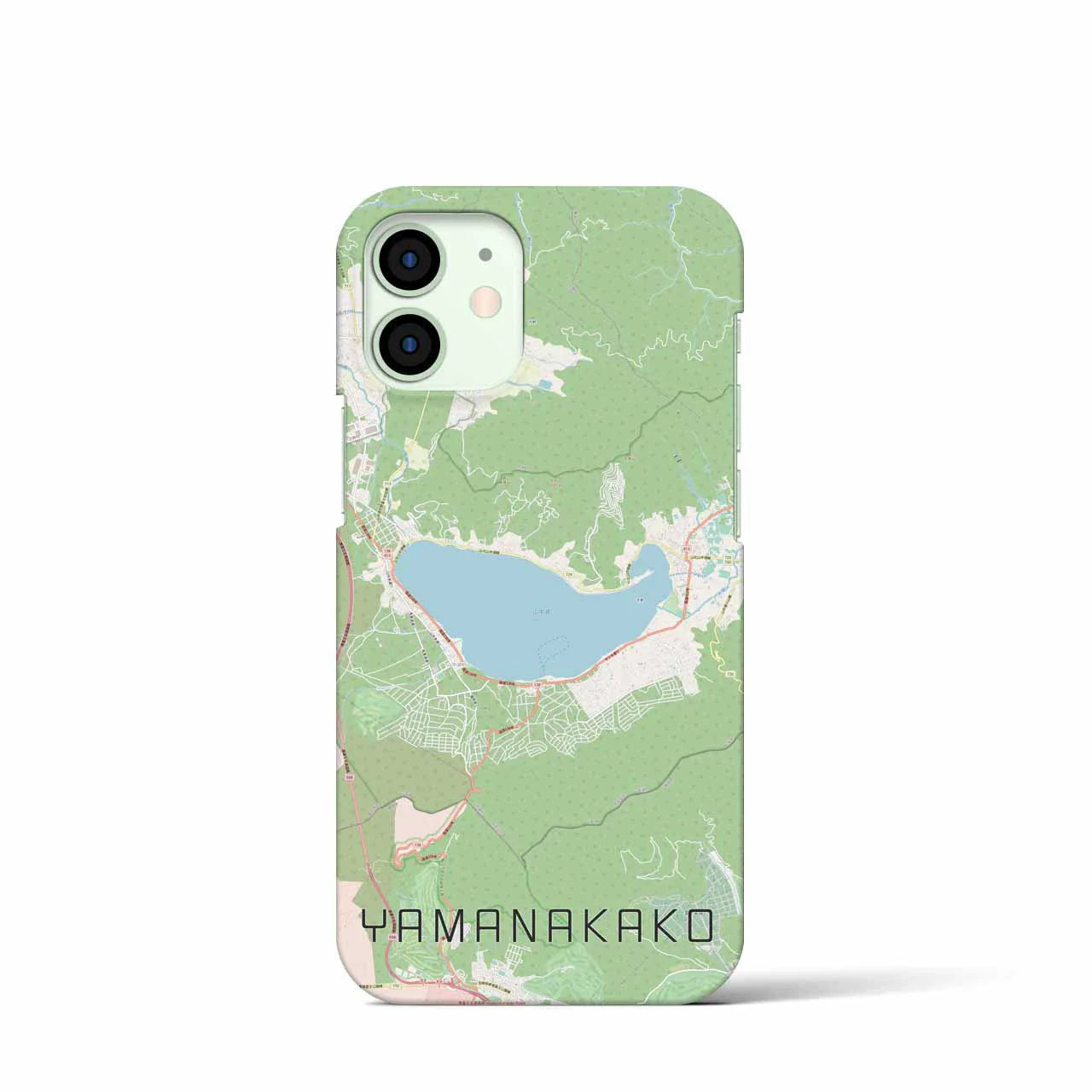 【山中湖（山梨県）】地図柄iPhoneケース（バックカバータイプ）